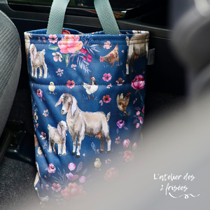 Poubelle de voiture - La chèvre et le poussin PRÉCOMMANDE (prêt 30 avril)