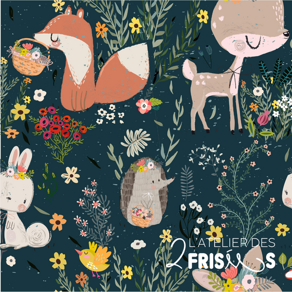 Protège siège de voiture - Animaux de la forêt fleurie