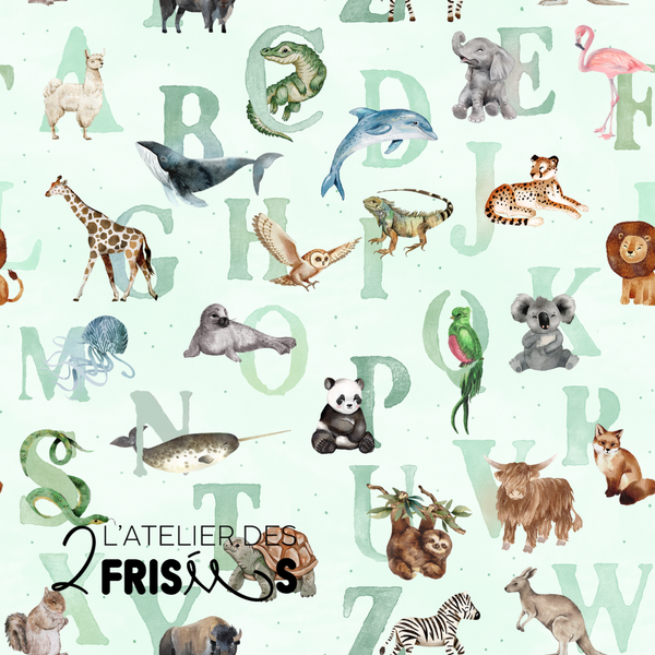 Protège siège de voiture - L’ABCdaire animalier (vert)(français)