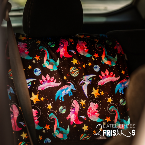 Protège siège de voiture - Dinosaures de l'espace roses