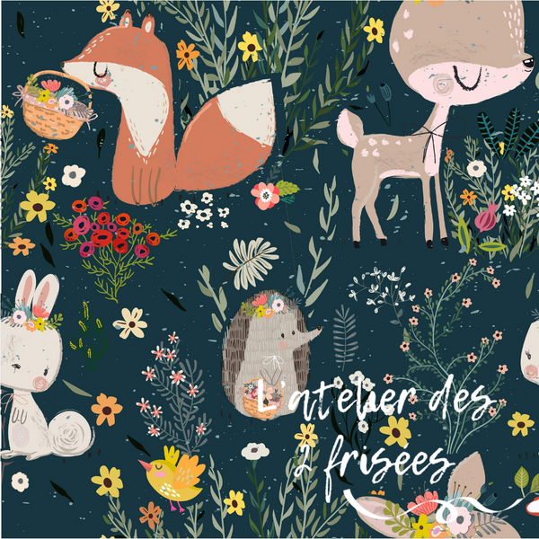 Protège siège de voiture - Animaux de la forêt fleurie