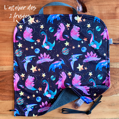 Car Seat Protector - Pink space dinosaurs