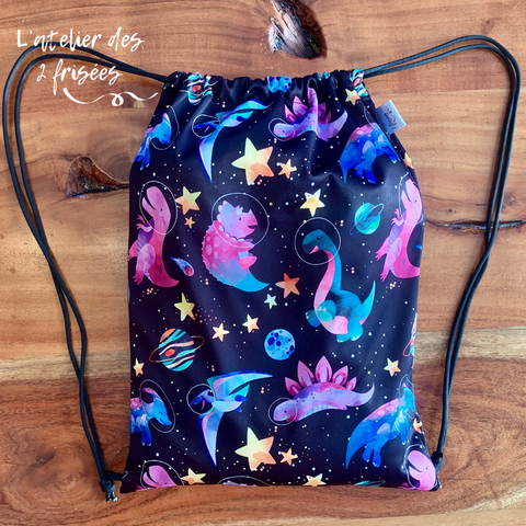 Waterproof backpack - Pink space dinosaurs