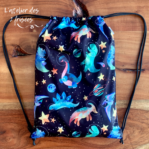 Waterproof backpack - Blue space dinosaurs