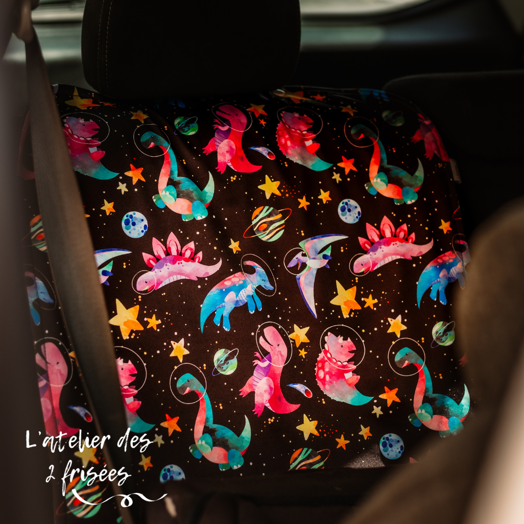 Protège siège de voiture - Dinosaures de l'espace roses PRÉCOMMANDE (prêt 30 avril)