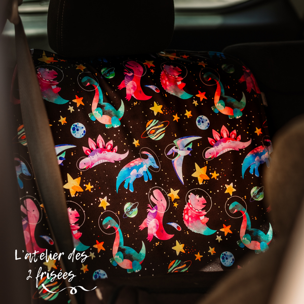 Car Seat Protector - Pink space dinosaurs