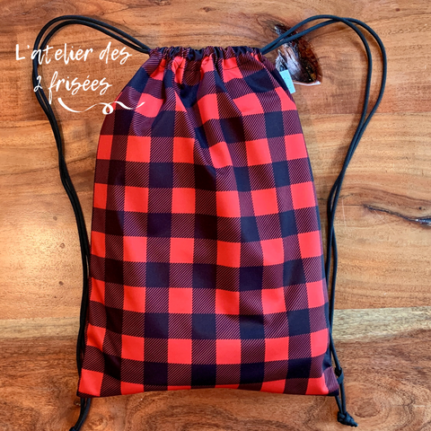 Waterproof backpack - Red checks