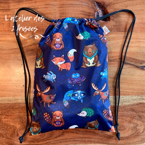 Waterproof backpack - Forest animals (blue)